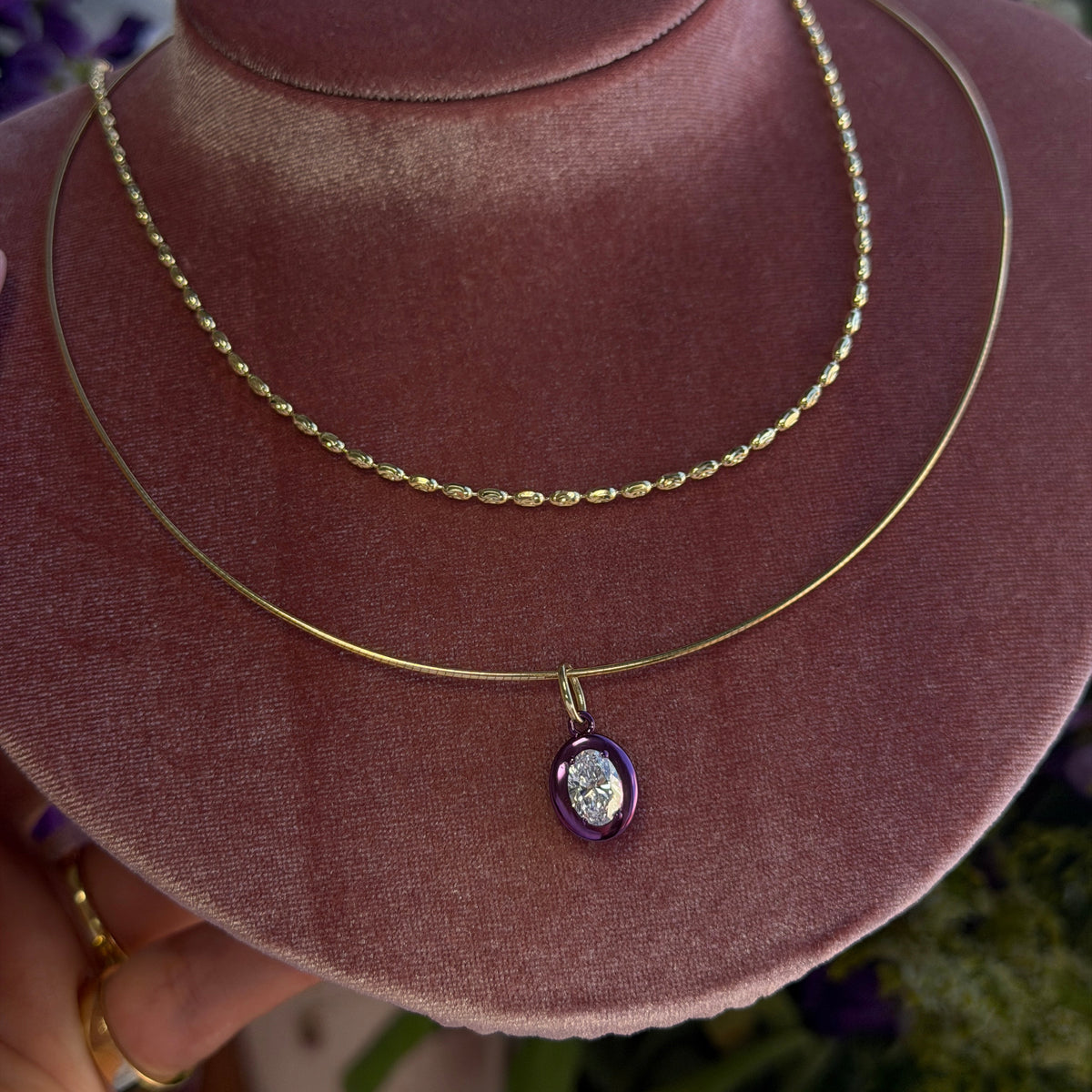 Purple Rhodium Lab-grown Diamond Pendant Charm