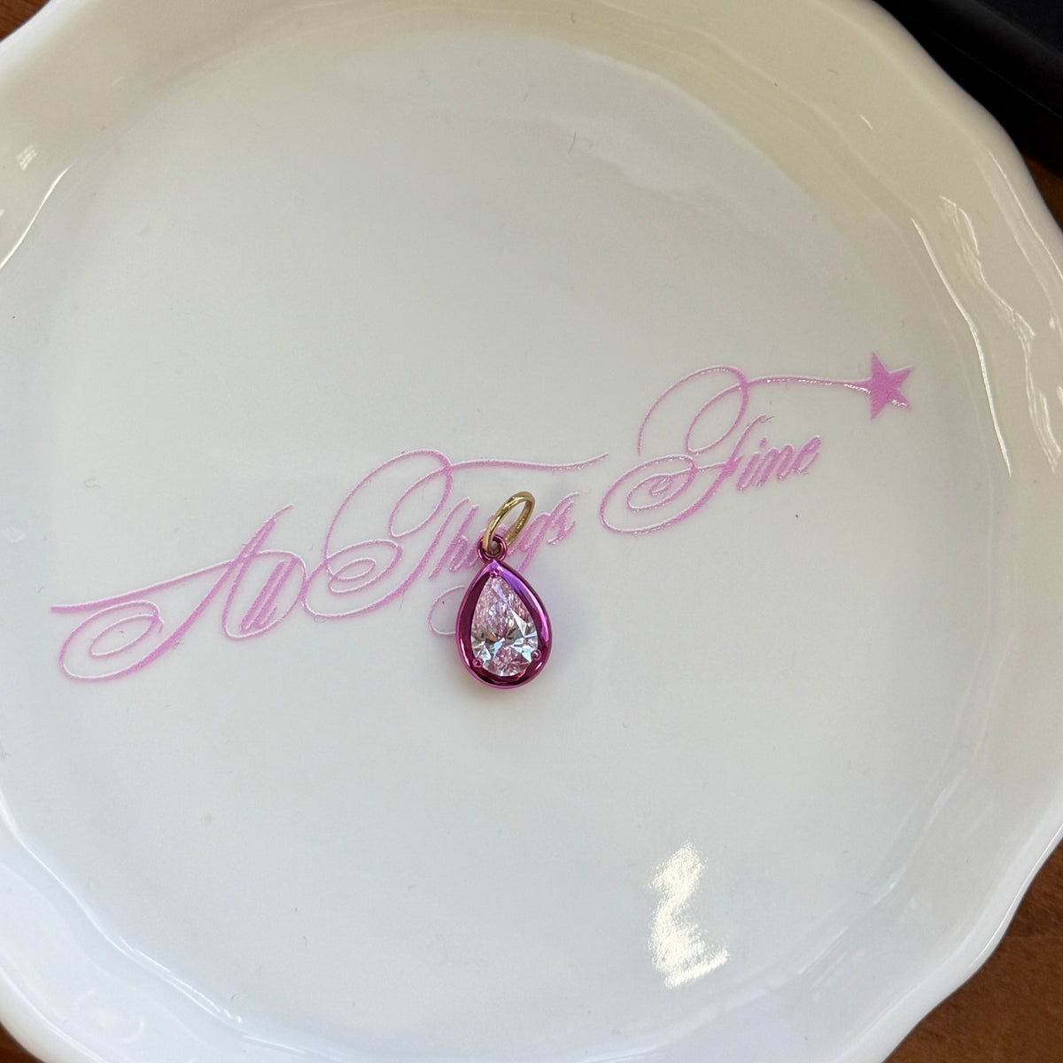Rhodium Lab-grown Pear Diamond Pendant Charm