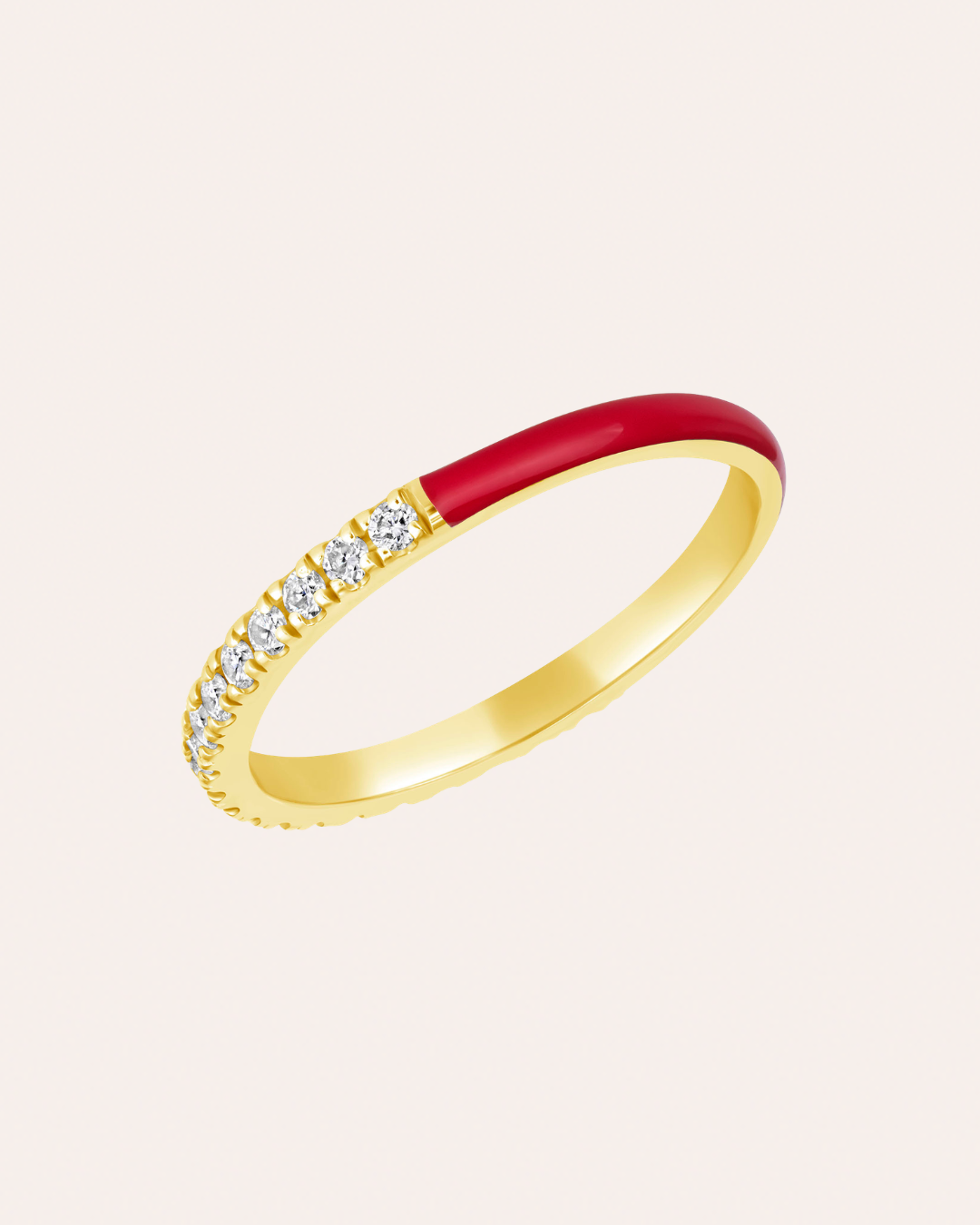 Half Enamel Half Diamond Ring