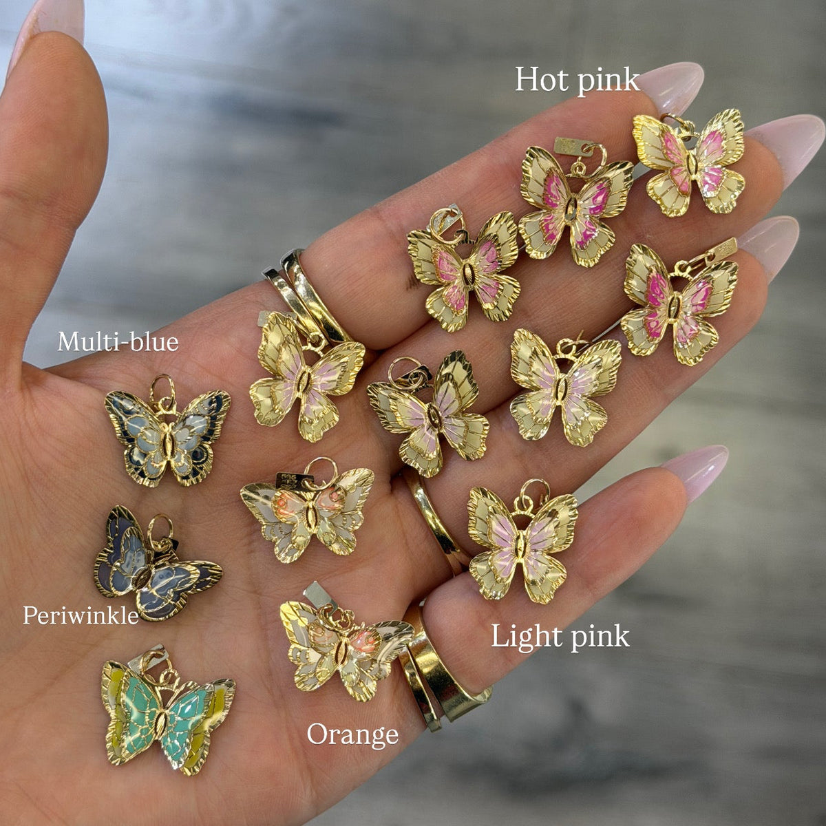 14k Enamel Butterfly Pendant
