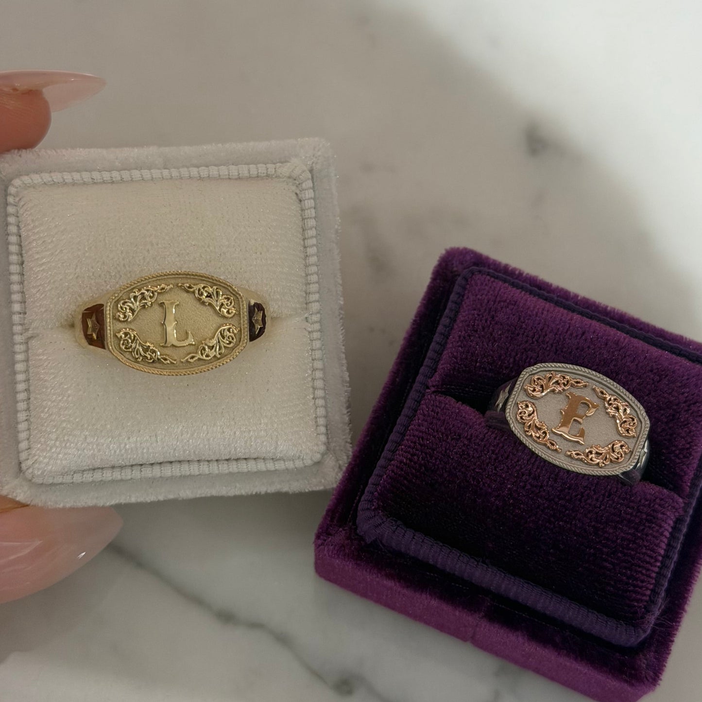 Western Belt Buckle Initial Signet Ring