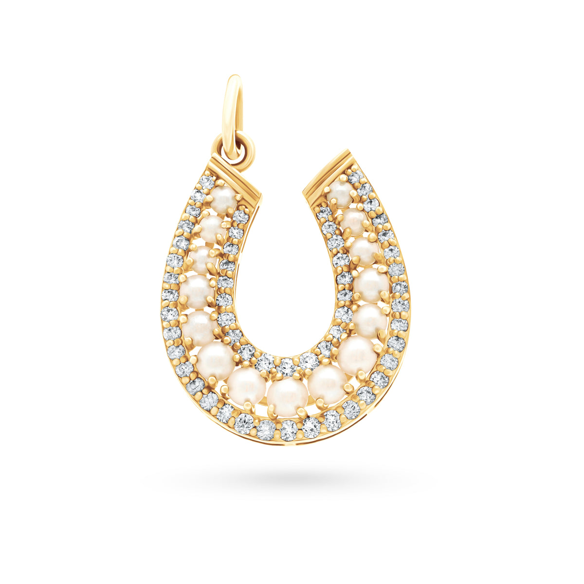 Diamond and Pearl Lucky Horseshoe Pendant