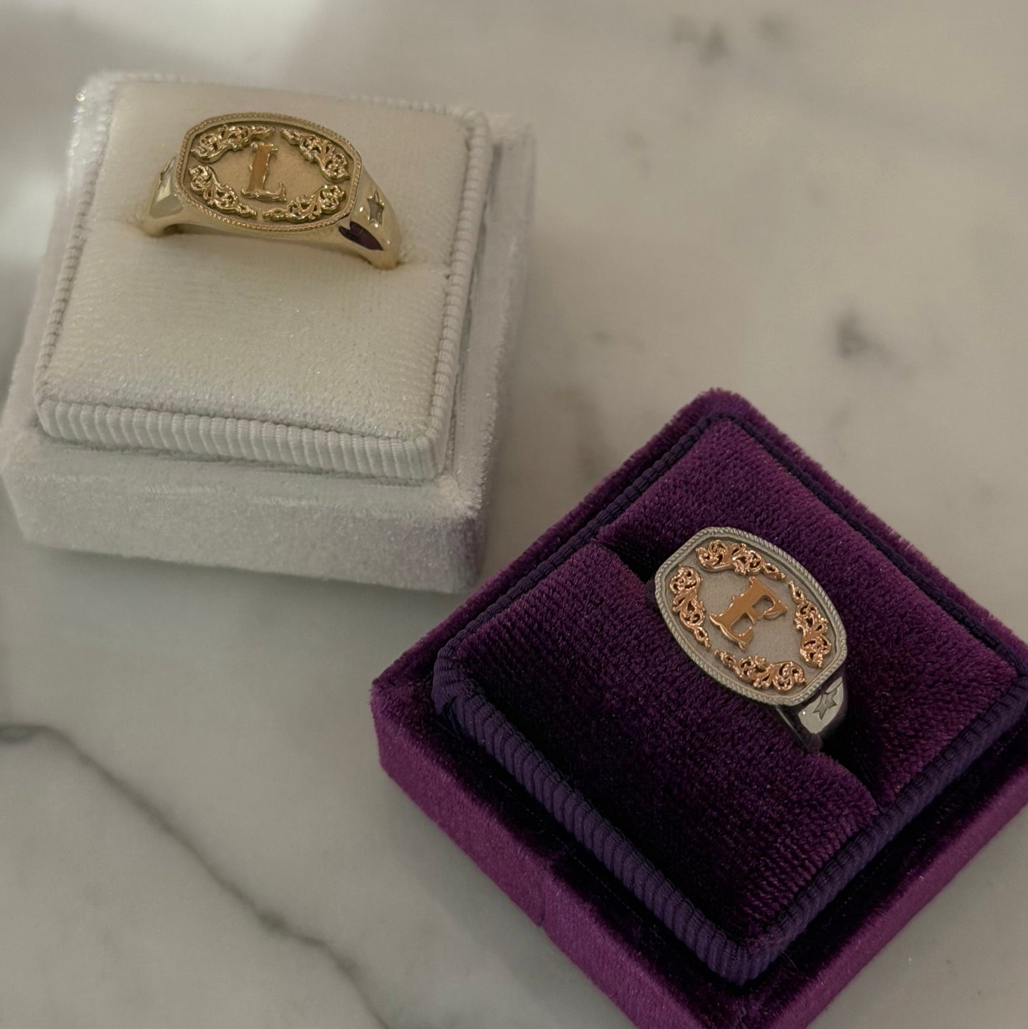 Western Belt Buckle Initial Signet Ring