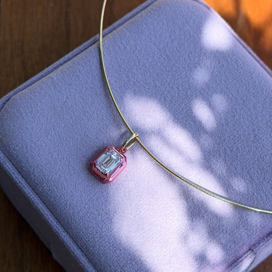 Pink Rhodium Lab-grown Diamond Pendant Charm