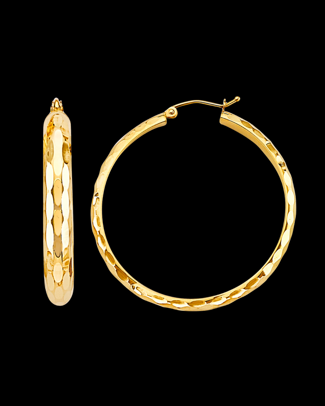 Diamond Cut Large Hoops