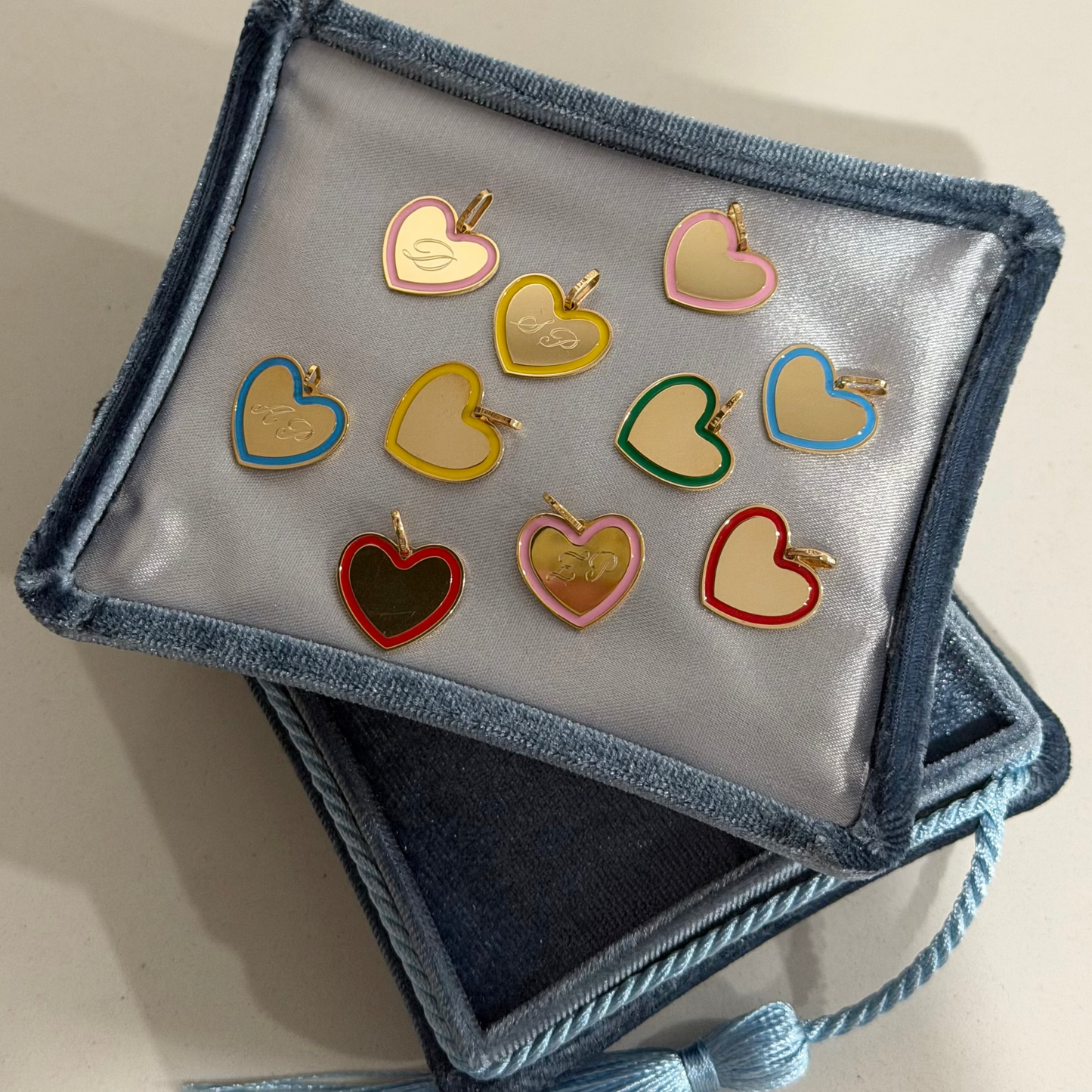 14k Enamel Outline Heart Charm