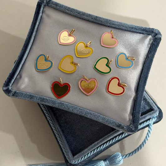 14k Enamel Outline Heart Charm