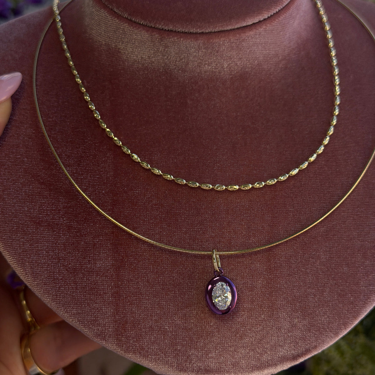 Purple Rhodium Lab-grown Diamond Pendant Charm