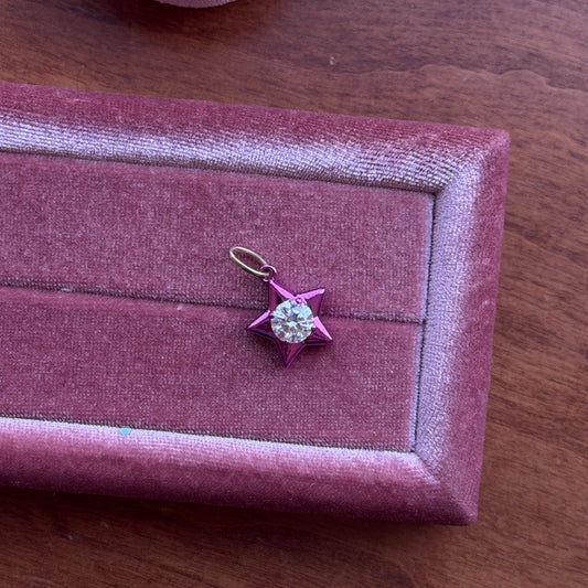Pink Rhodium Star Lab grown Diamond Pendant