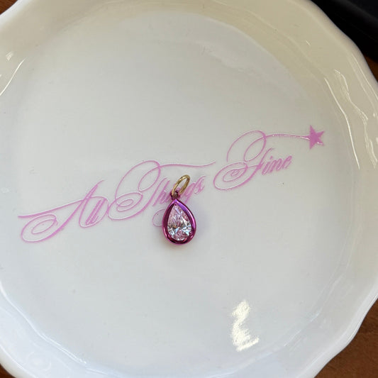 Rhodium Lab-grown Pear Diamond Pendant Charm
