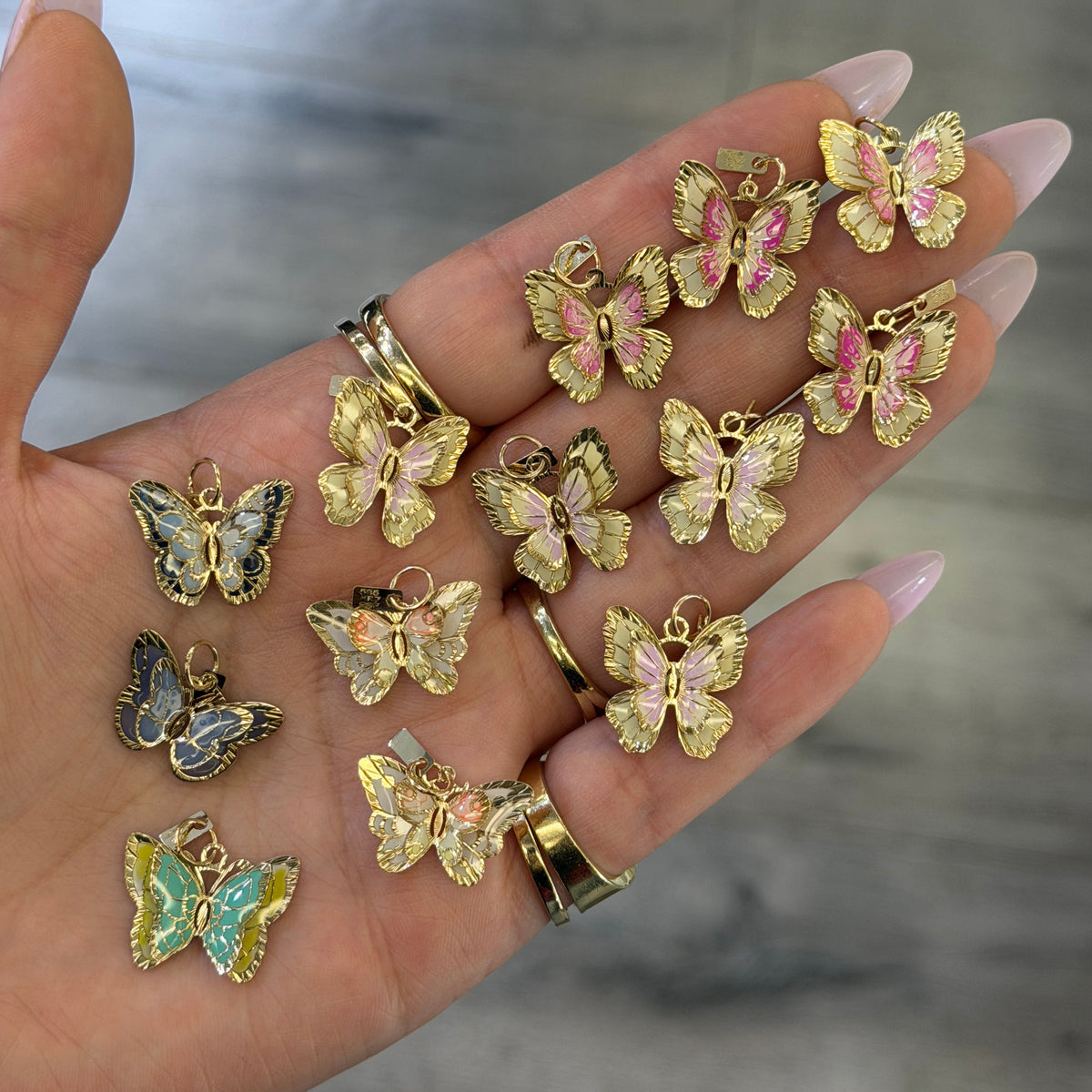 14k Enamel Butterfly Pendant