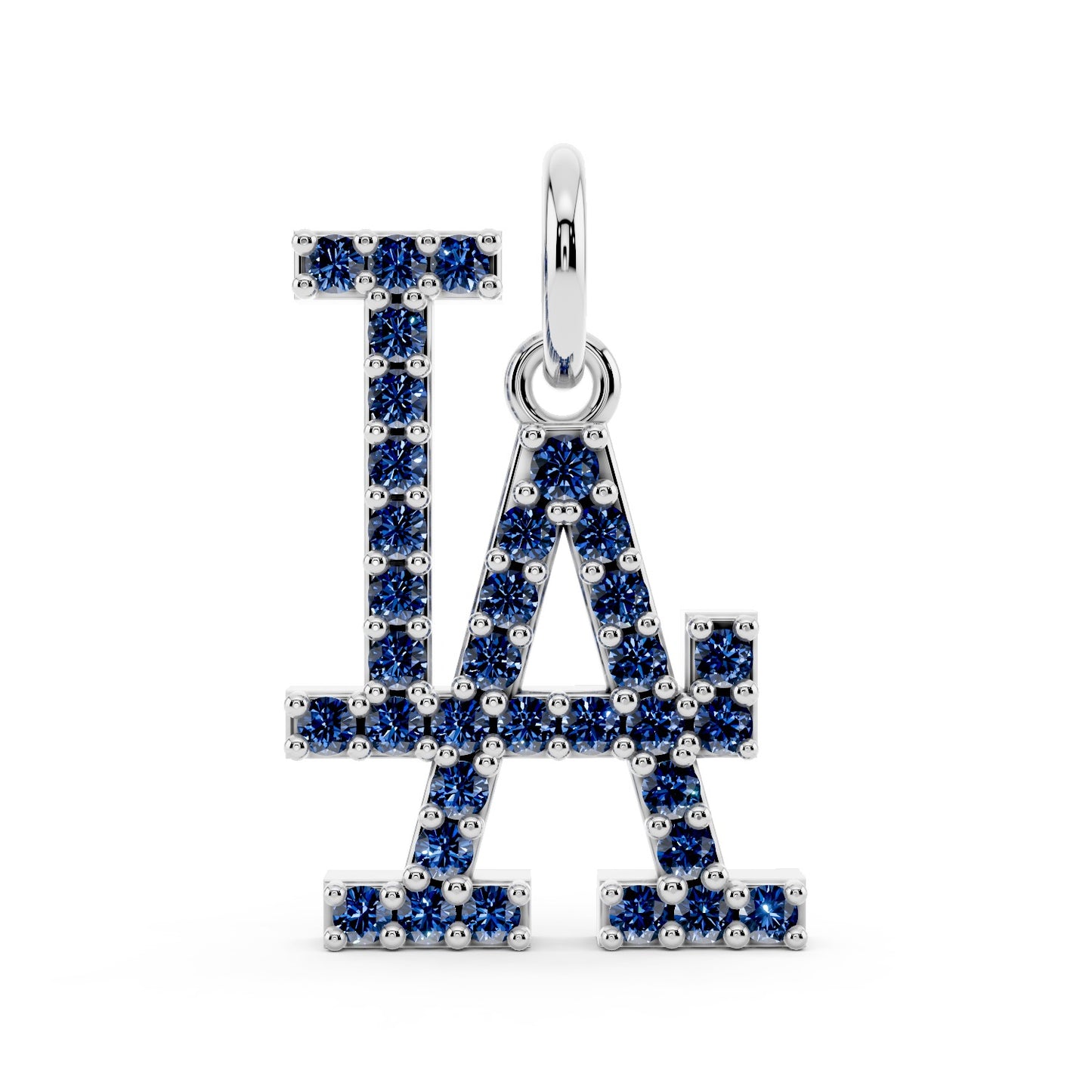 Silver LA Blue Sapphire Pave Pendant