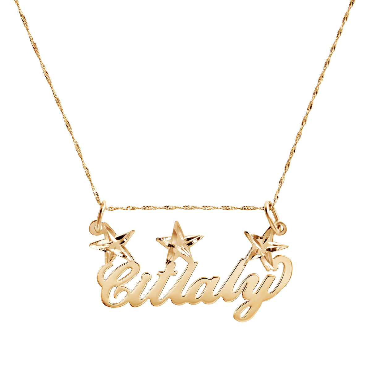 Star Script Nameplate Necklace
