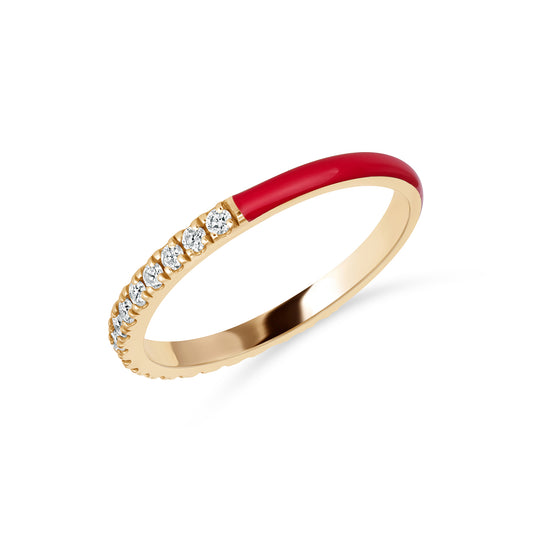 Half Enamel Half Diamond Ring